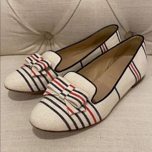 SOLD J CREW Red ivory and blue flats 7.5